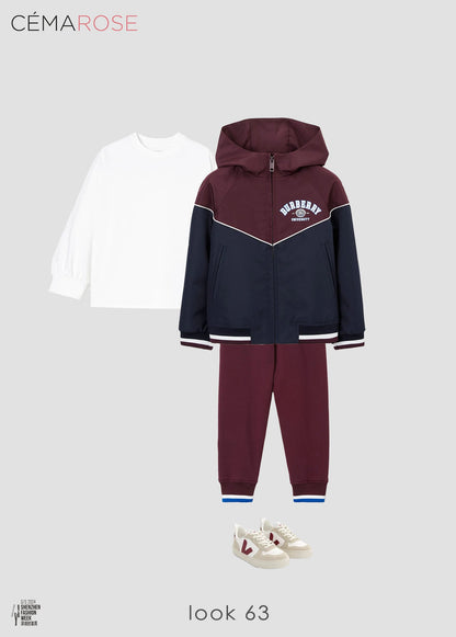 男童深栗色Logo拉链夹克