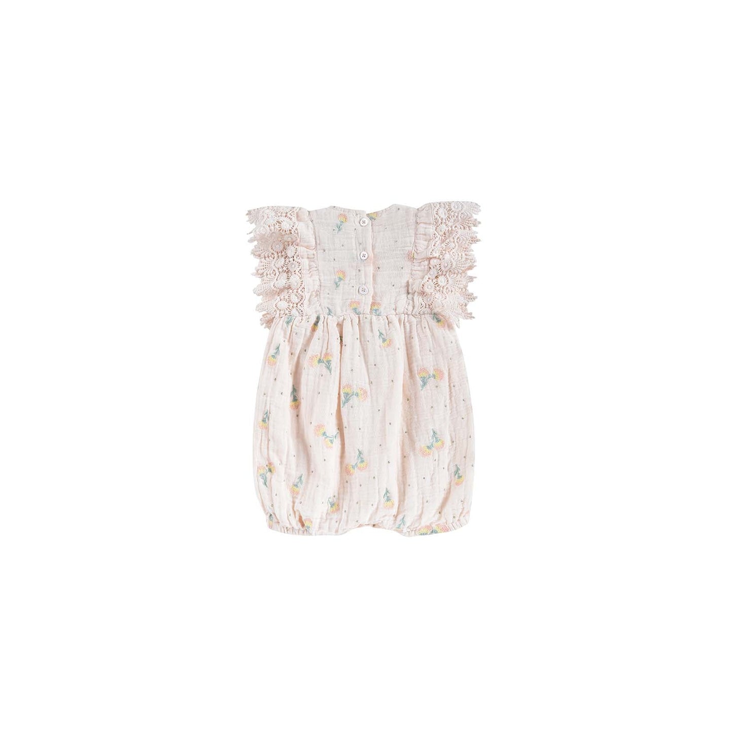 女童淡粉色花朵印花连体裤