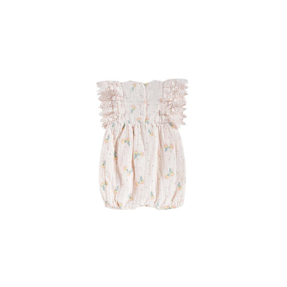 女童淡粉色花朵印花连体裤