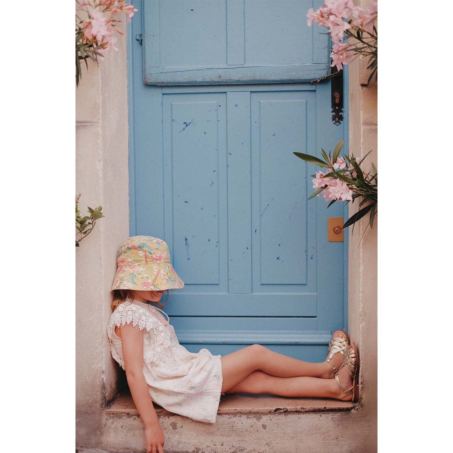 女童淡粉色花朵印花连体裤