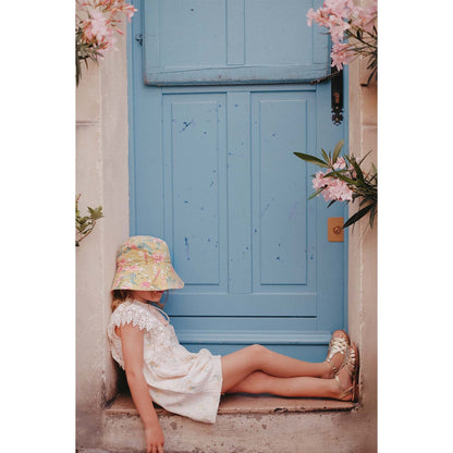 女童淡粉色花朵印花连体裤