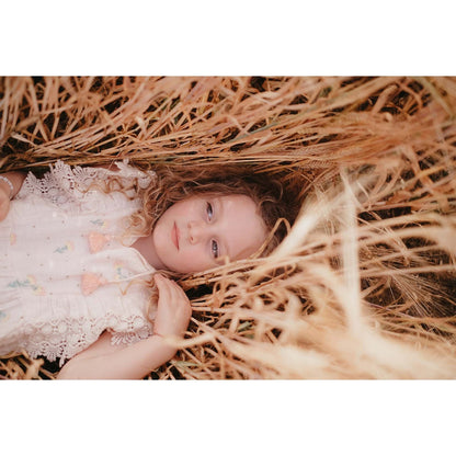 女童淡粉色花朵印花连体裤