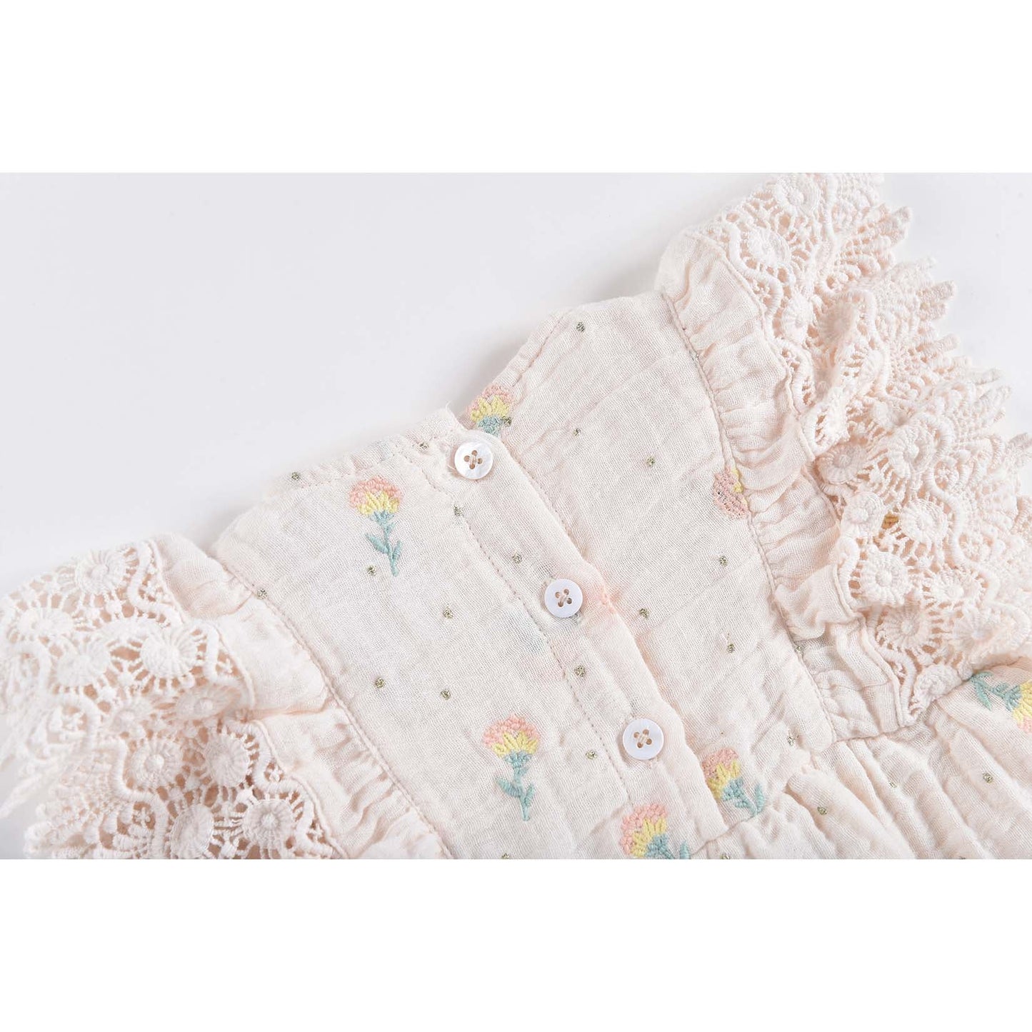 女童淡粉色花朵印花连体裤