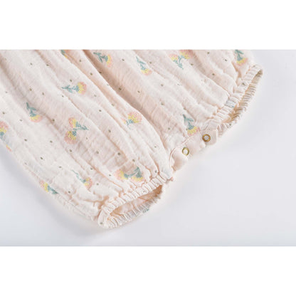 女童淡粉色花朵印花连体裤