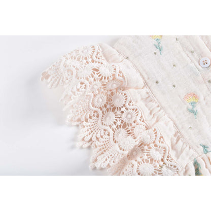 女童淡粉色花朵印花连体裤