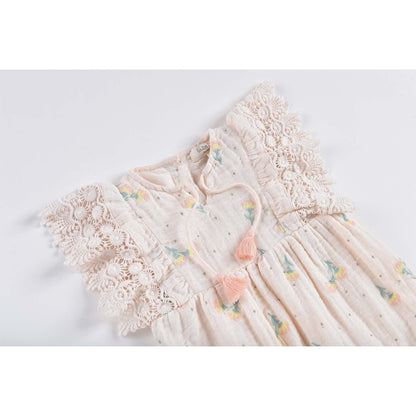 女童淡粉色花朵印花连体裤