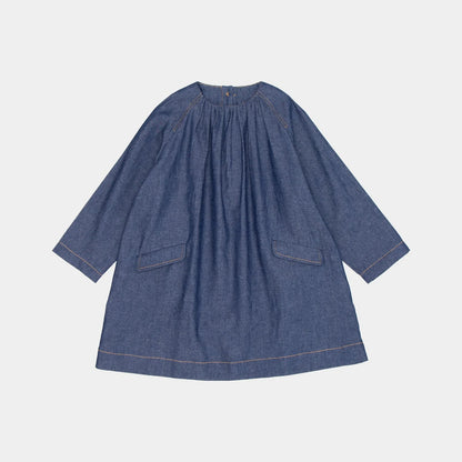女童藏青色棉连衣裙