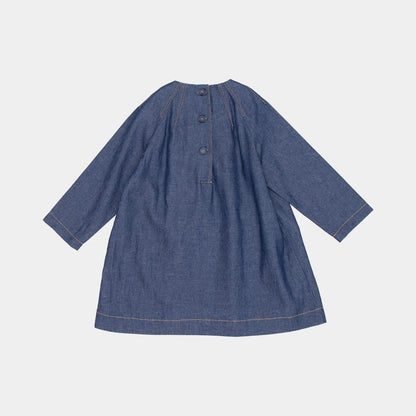 女童藏青色棉连衣裙