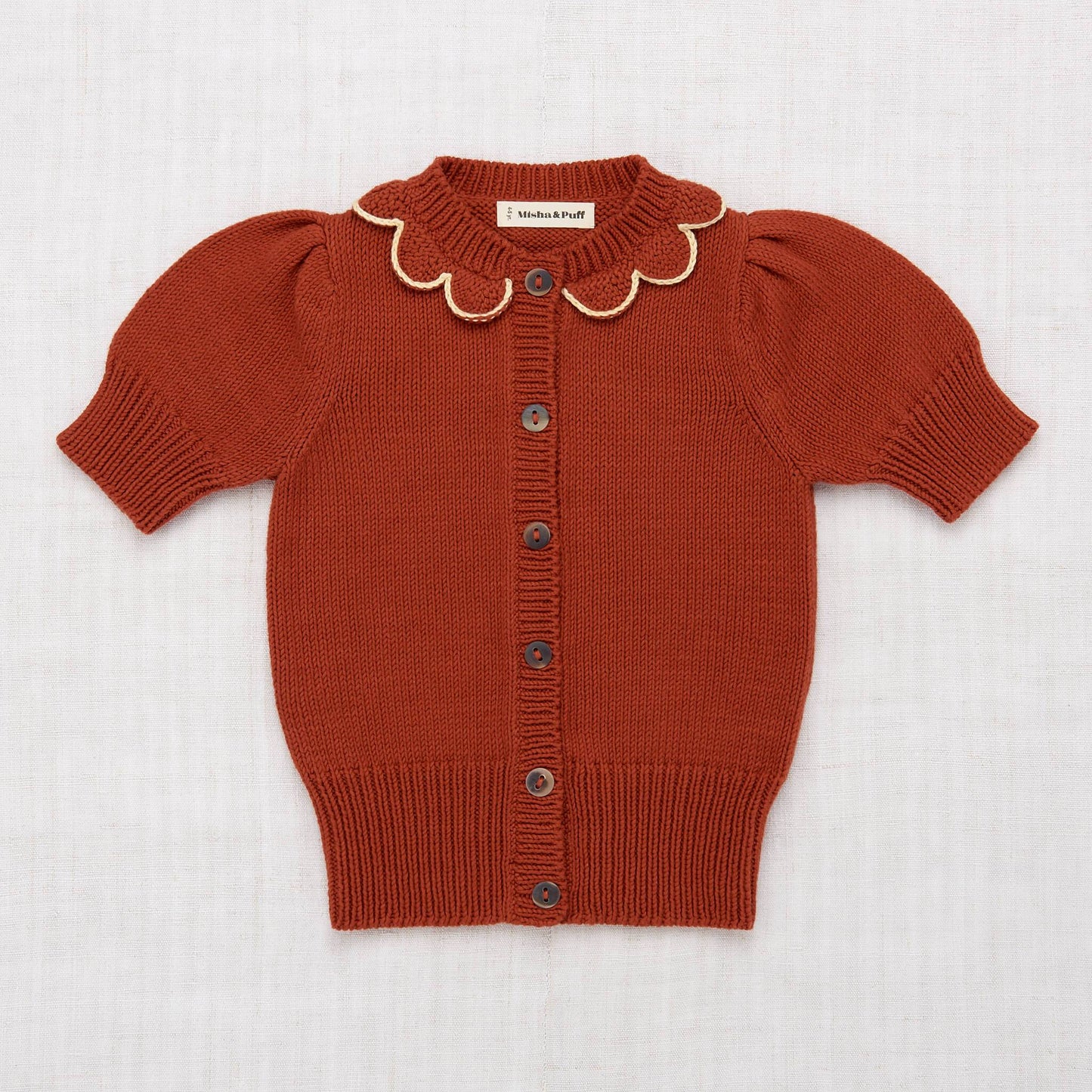 Girls Red Short Sleeve Pima Cotton Cardigan