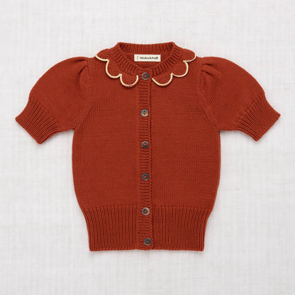 Girls Red Short Sleeve Pima Cotton Cardigan