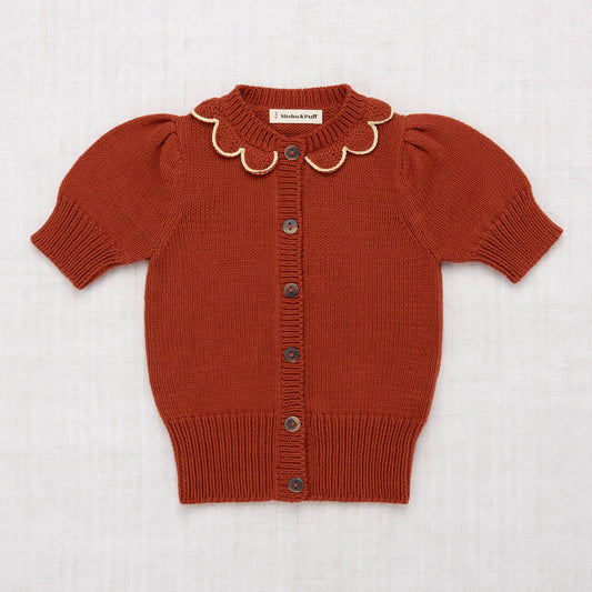 Girls Red Short Sleeve Pima Cotton Cardigan