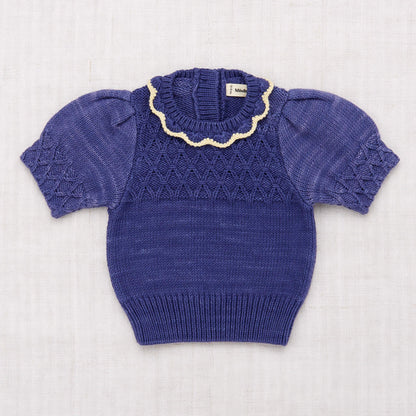 Girls Blue Ruffle Pima Cotton Sweater