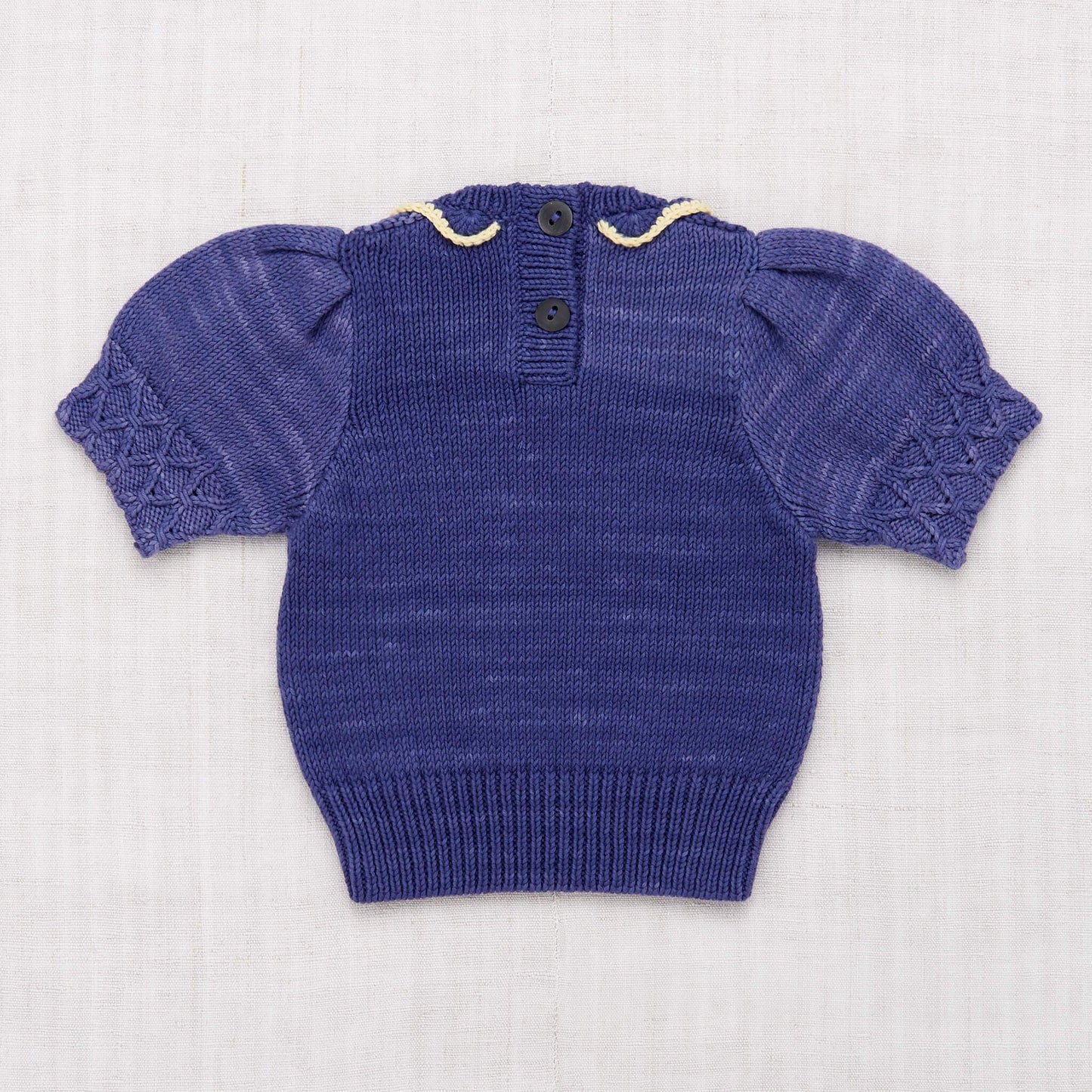 Girls Blue Ruffle Pima Cotton Sweater