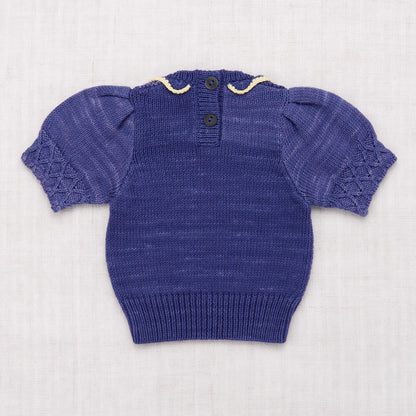 Girls Blue Ruffle Pima Cotton Sweater