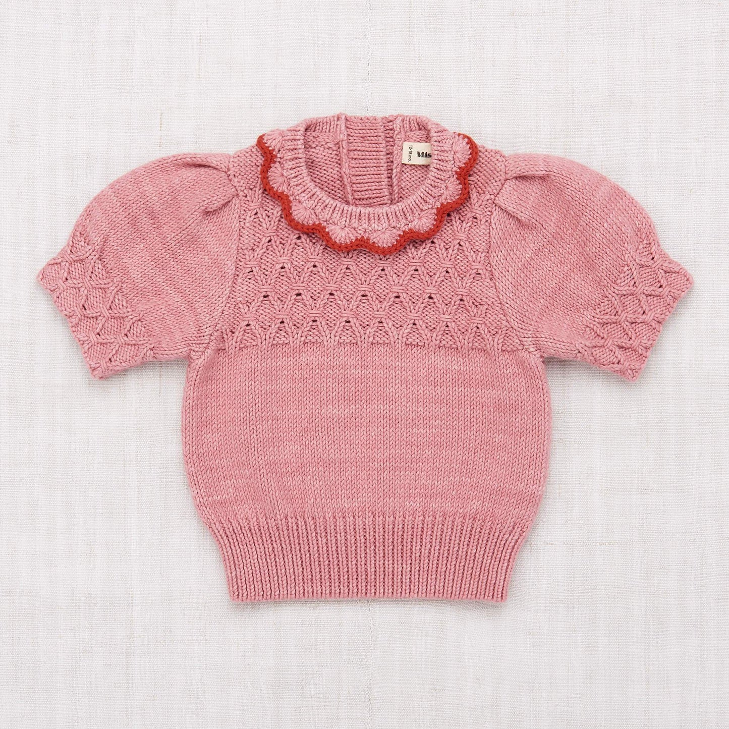 Girls Pink Ruffle Pima Cotton Sweater