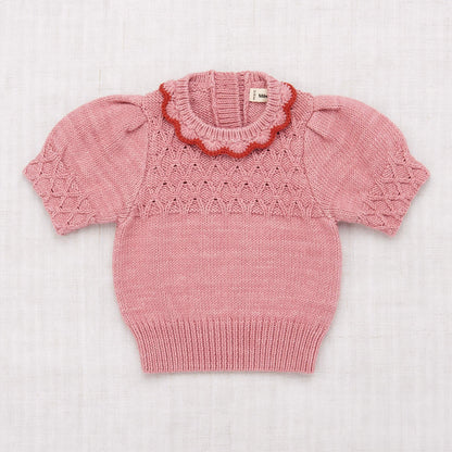 Girls Pink Ruffle Pima Cotton Sweater