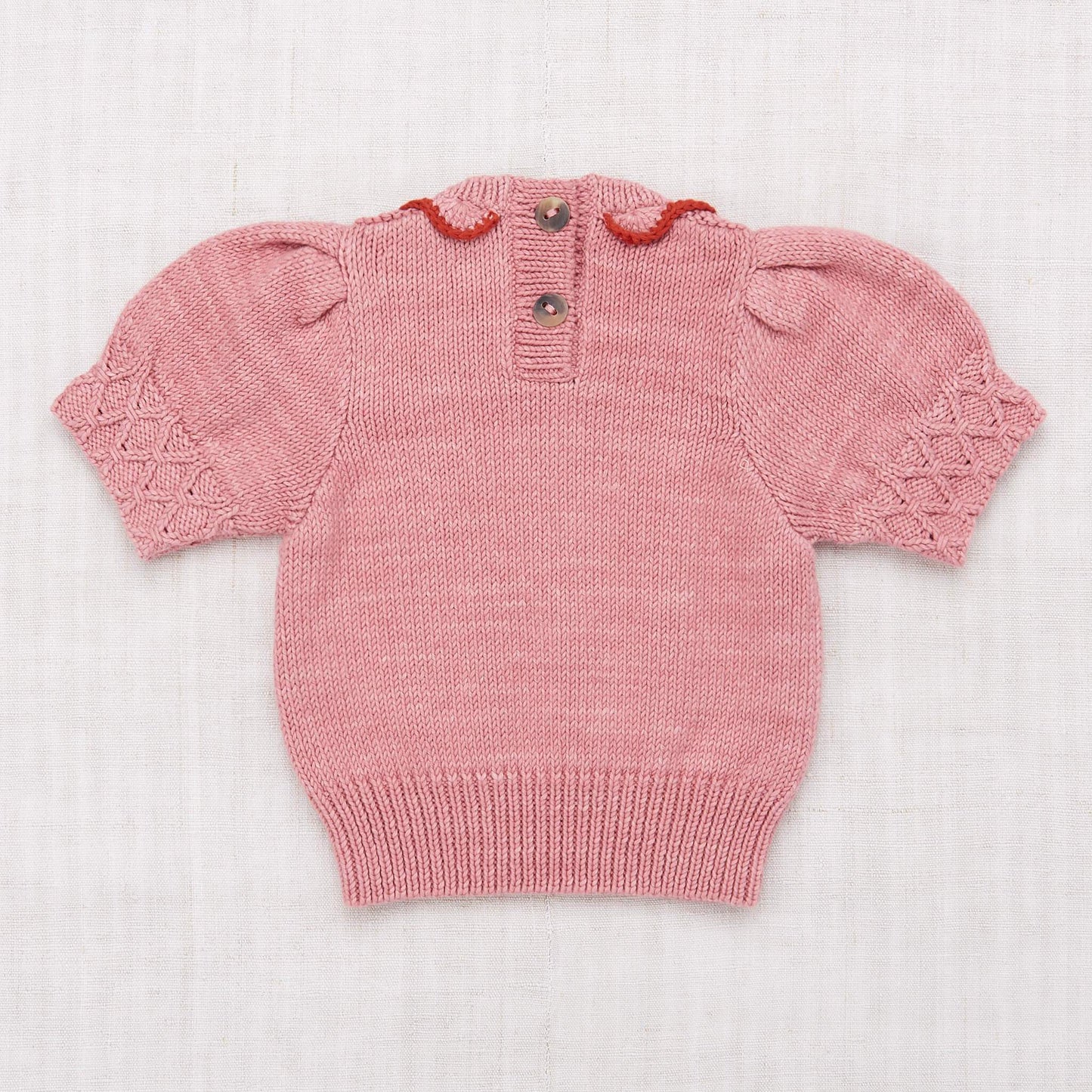 Girls Pink Ruffle Pima Cotton Sweater