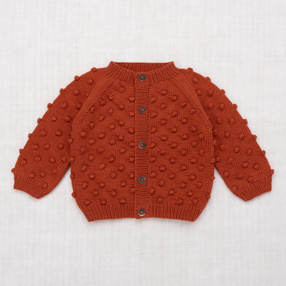 Girls Red Popcorn Pima Cotton Cardigan