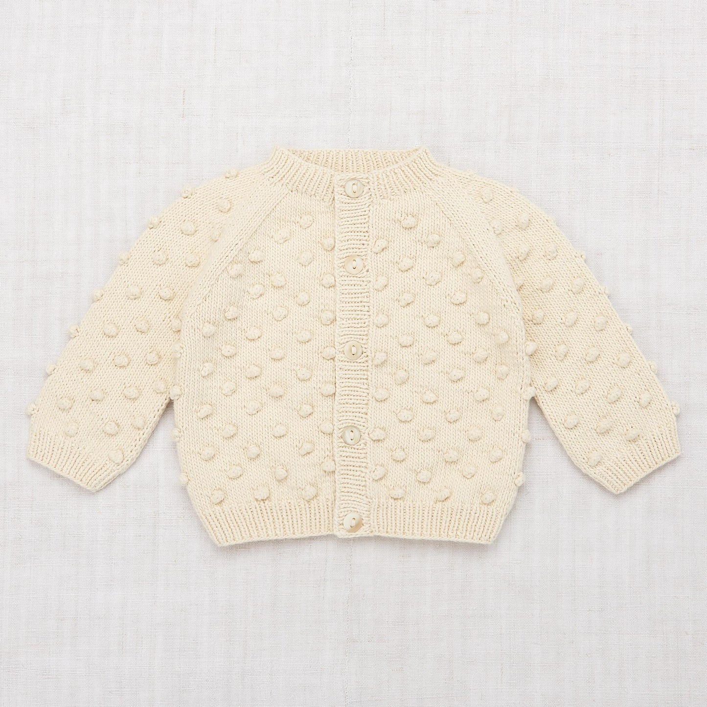 Girls White Popcorn Pima Cotton Cardigan