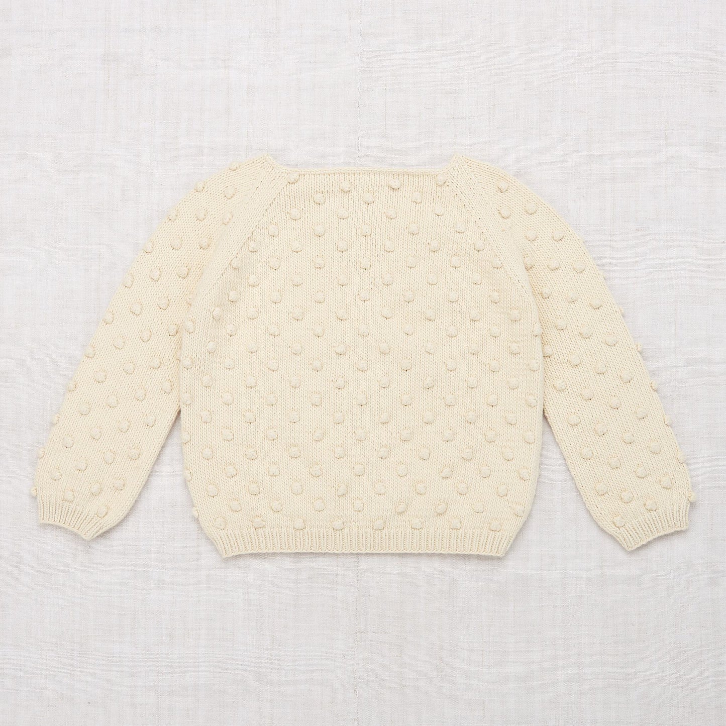 Girls White Popcorn Pima Cotton Sweater