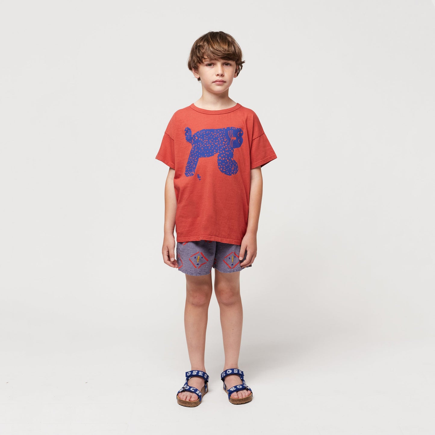 儿童红色印花棉T恤