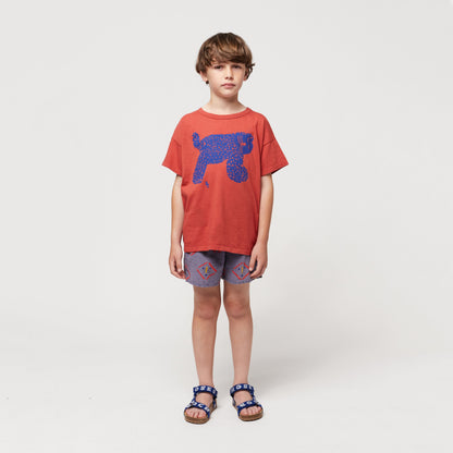 儿童红色印花棉T恤