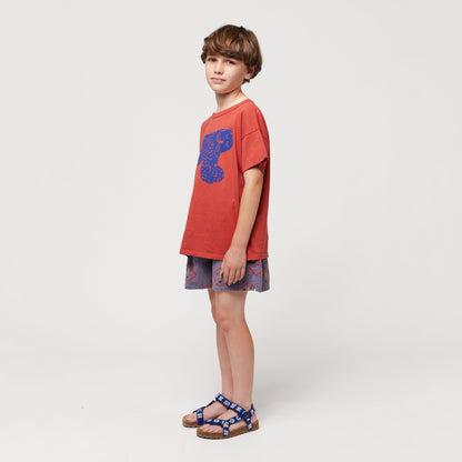 儿童红色印花棉T恤