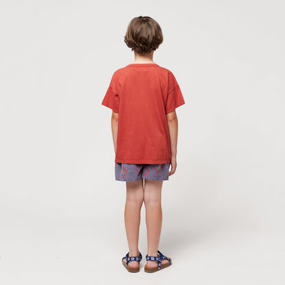 儿童红色印花棉T恤