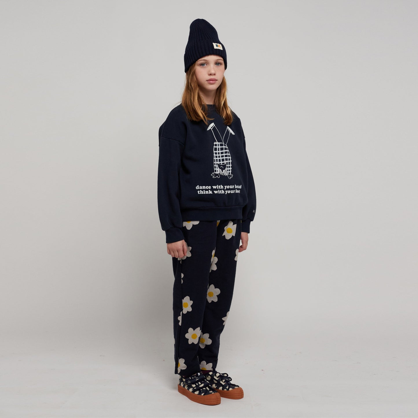 儿童藏青色Logo棉卫衣