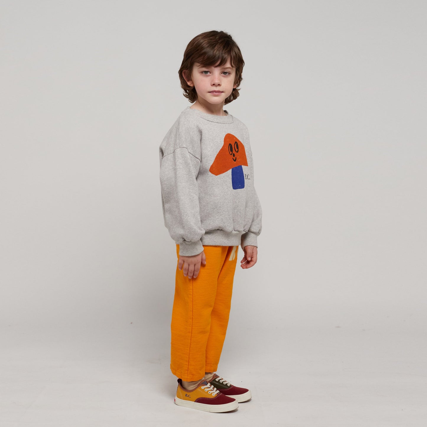 儿童浅灰色印花棉卫衣