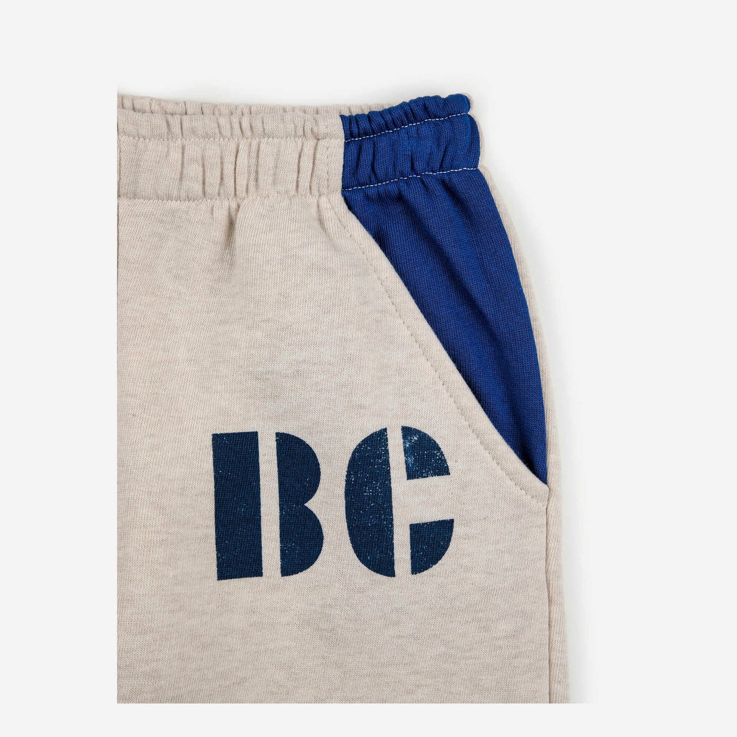 儿童米色Logo棉长裤