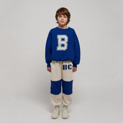 儿童米色Logo棉长裤