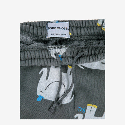 儿童深灰色印花棉长裤