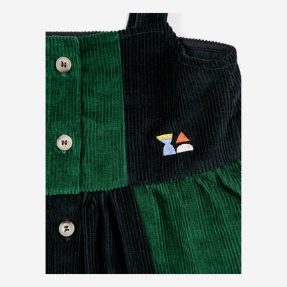 女童绿色灯芯绒连衣裙