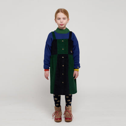 女童绿色灯芯绒连衣裙