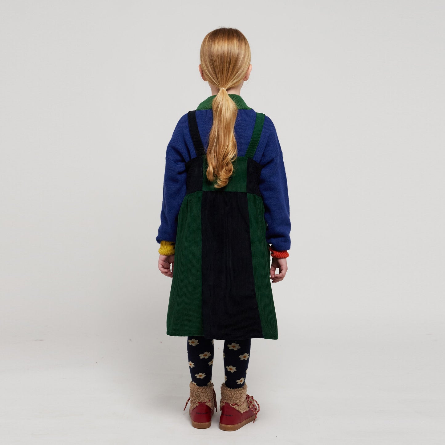 女童绿色灯芯绒连衣裙