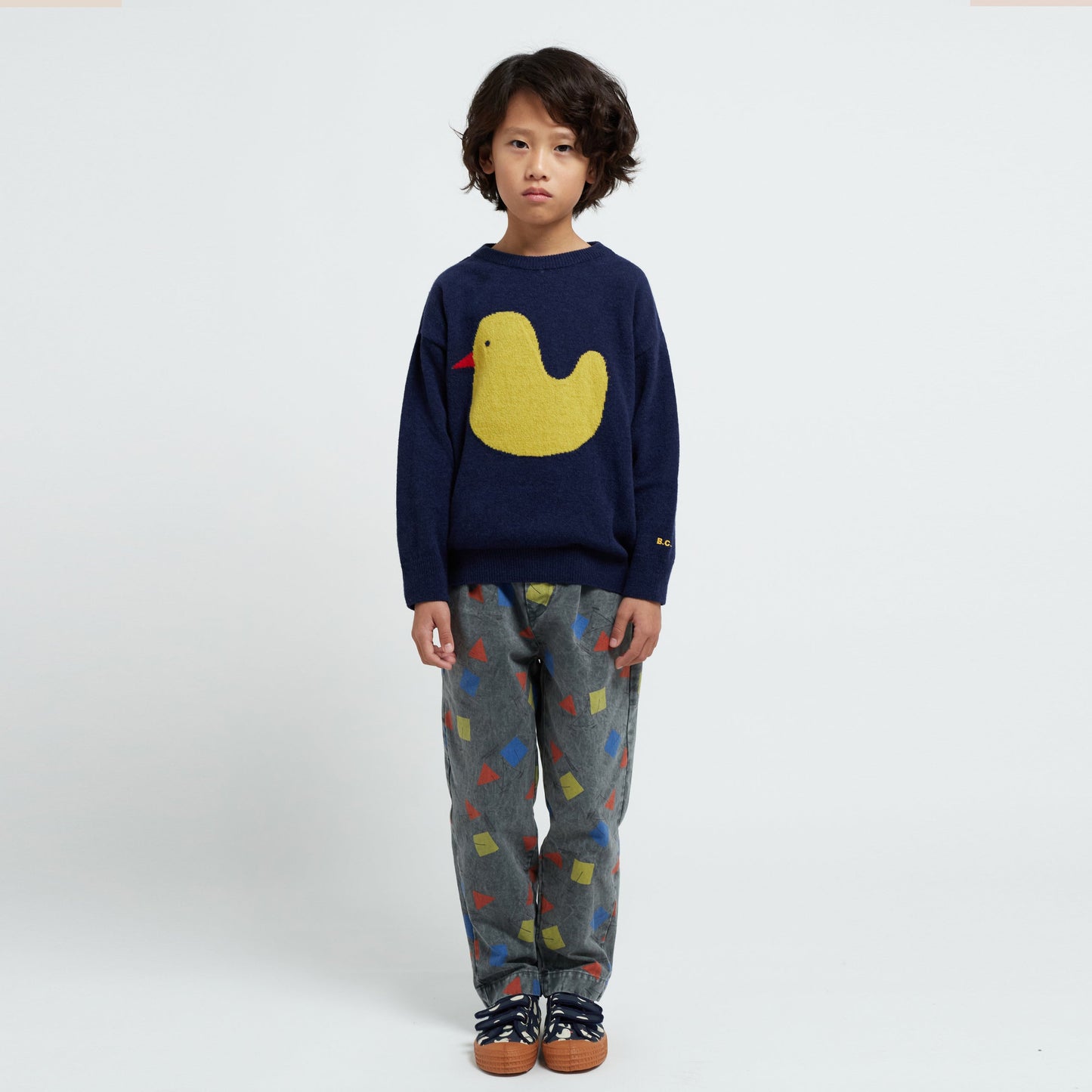 儿童藏青色鸭羊毛毛衣