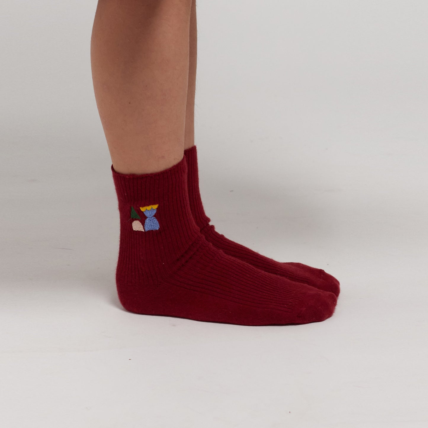 儿童红色棉短袜