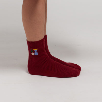儿童红色棉短袜