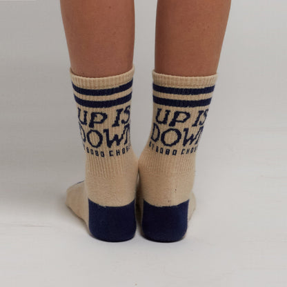 儿童米色Logo棉袜