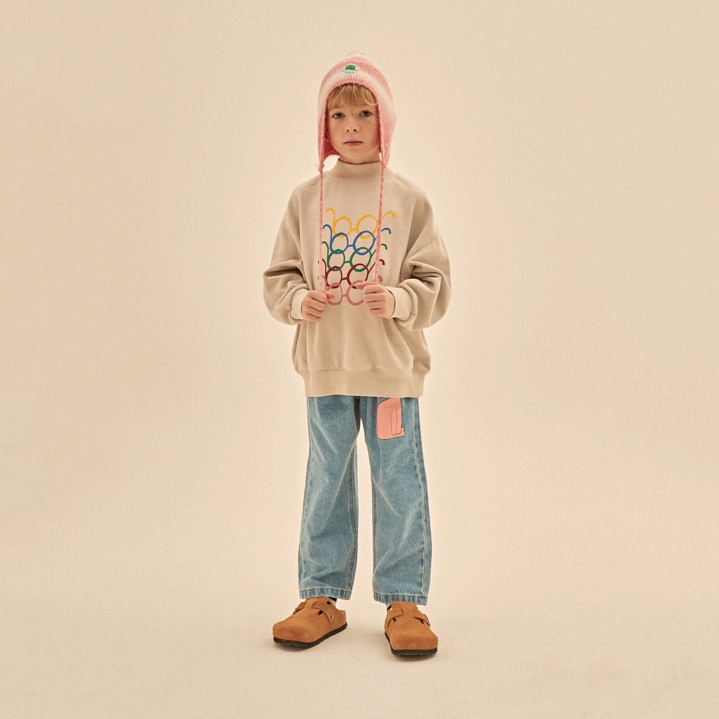 儿童粉色针织帽子