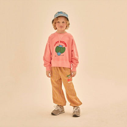 儿童粉色印花棉卫衣