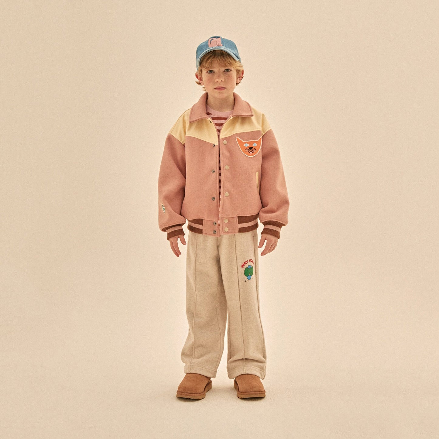 儿童燕麦白棉长裤