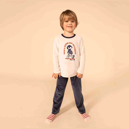 男童白色印花棉睡衣套装