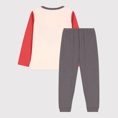 男童白色印花棉睡衣套装