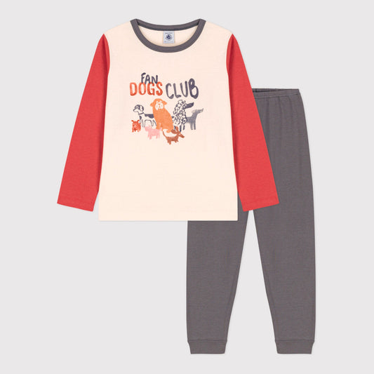 男童白色印花棉睡衣套装