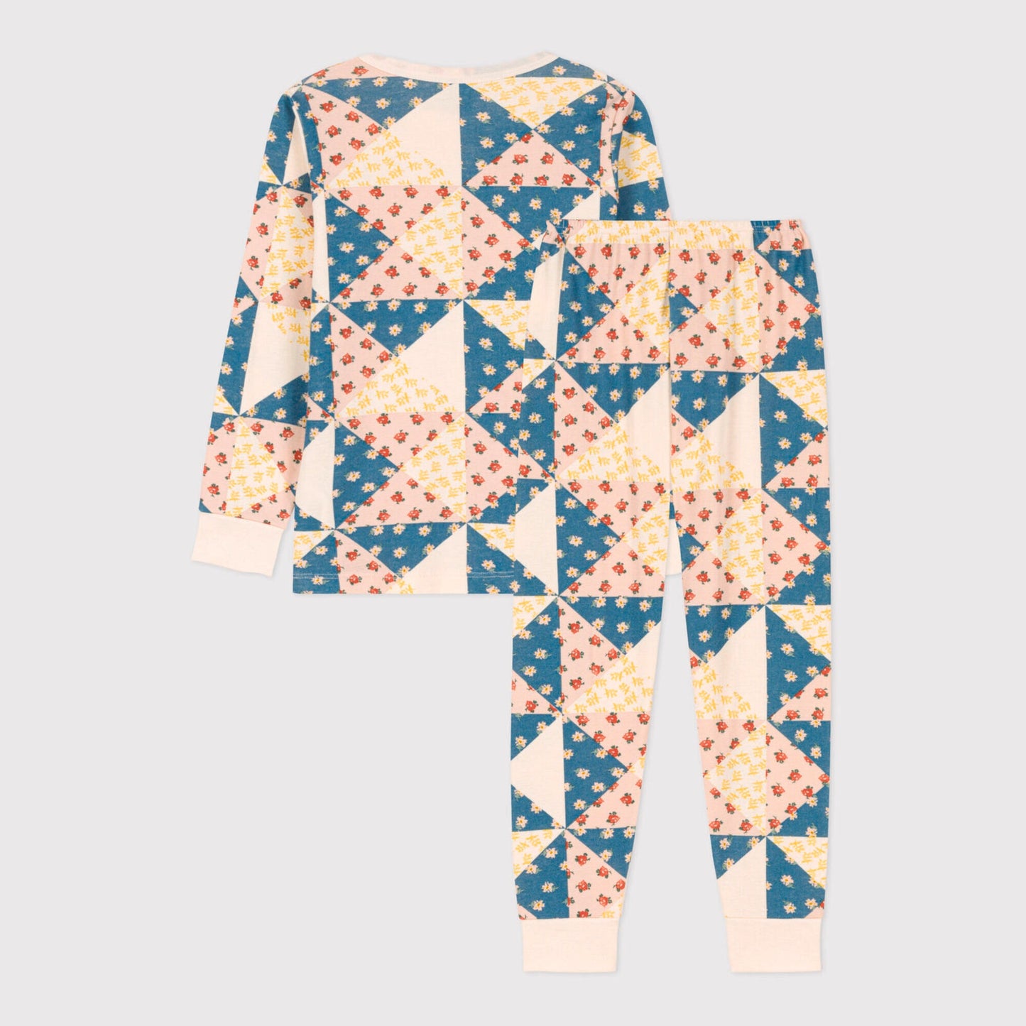 女童彩色碎花棉睡衣套装