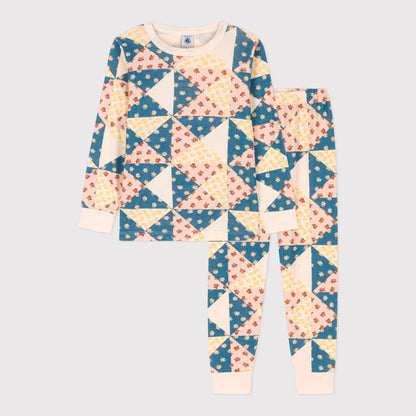 女童彩色碎花棉睡衣套装