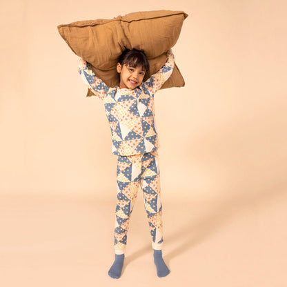 女童彩色碎花棉睡衣套装