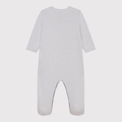 婴儿灰色条纹棉连体衣